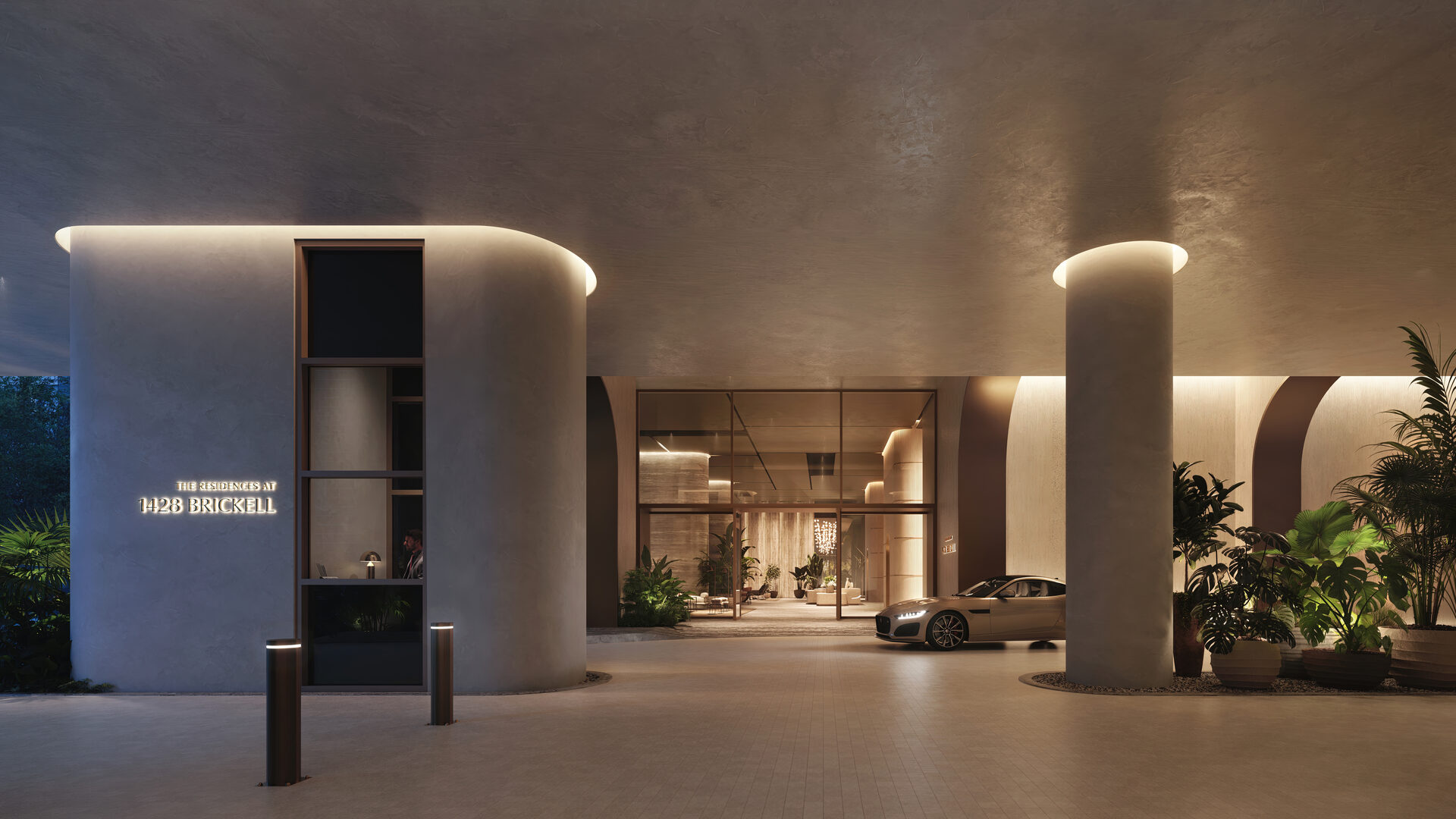 1428 Brickell: EXT 09A Porte Cochere A rendering