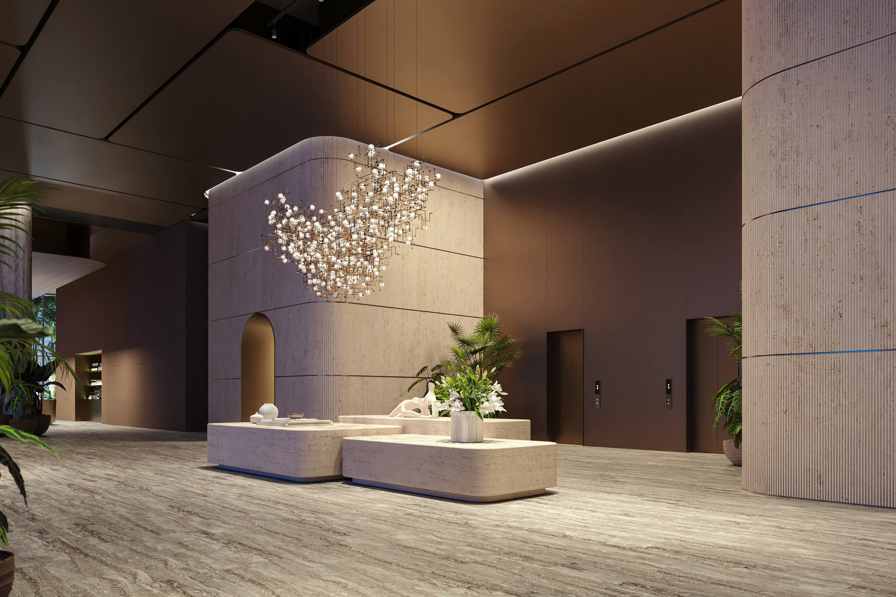 1428 Brickell: Lift Lobby rendering