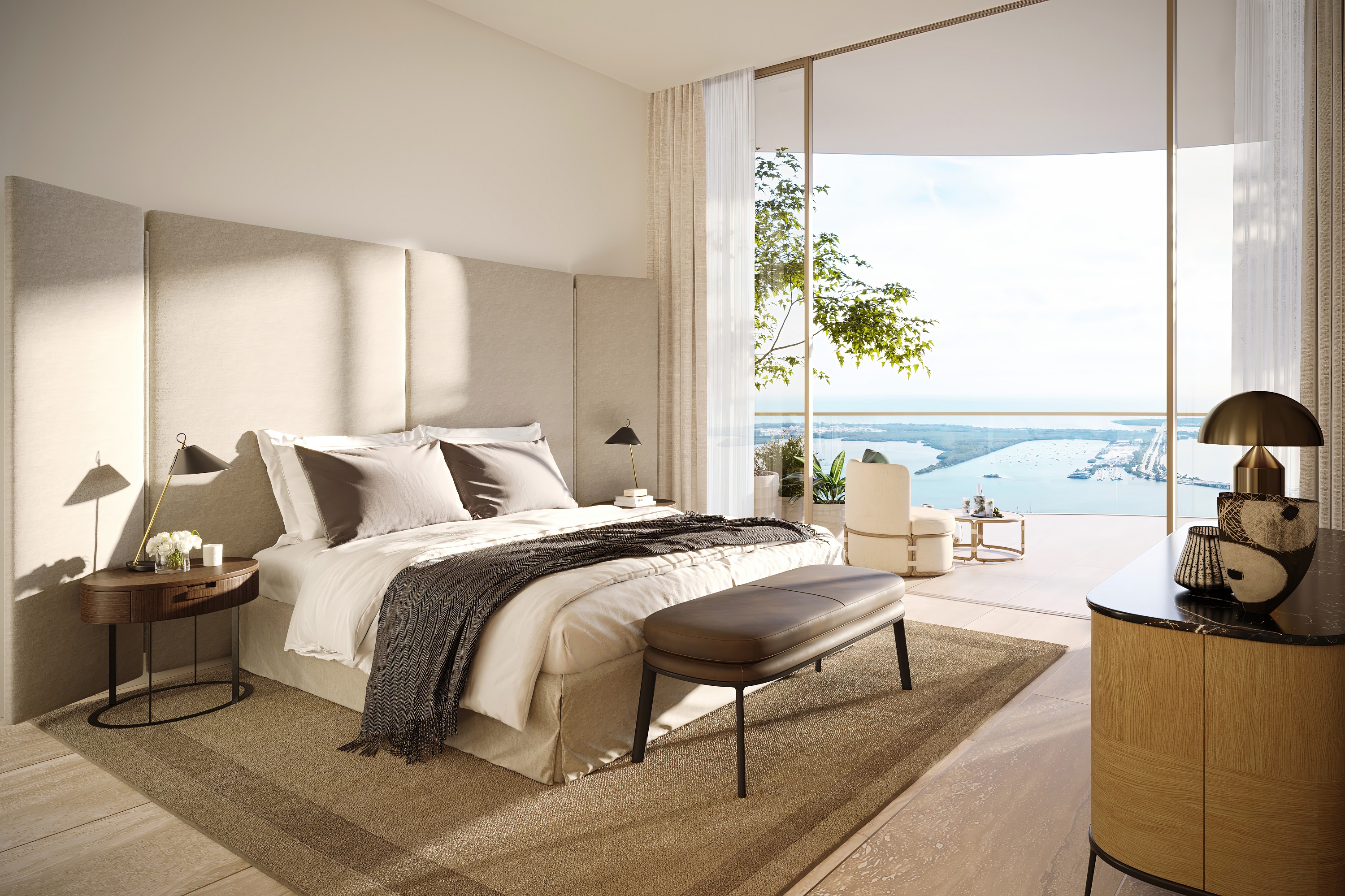 1428 Brickell: Unit G Master Bedroom rendering
